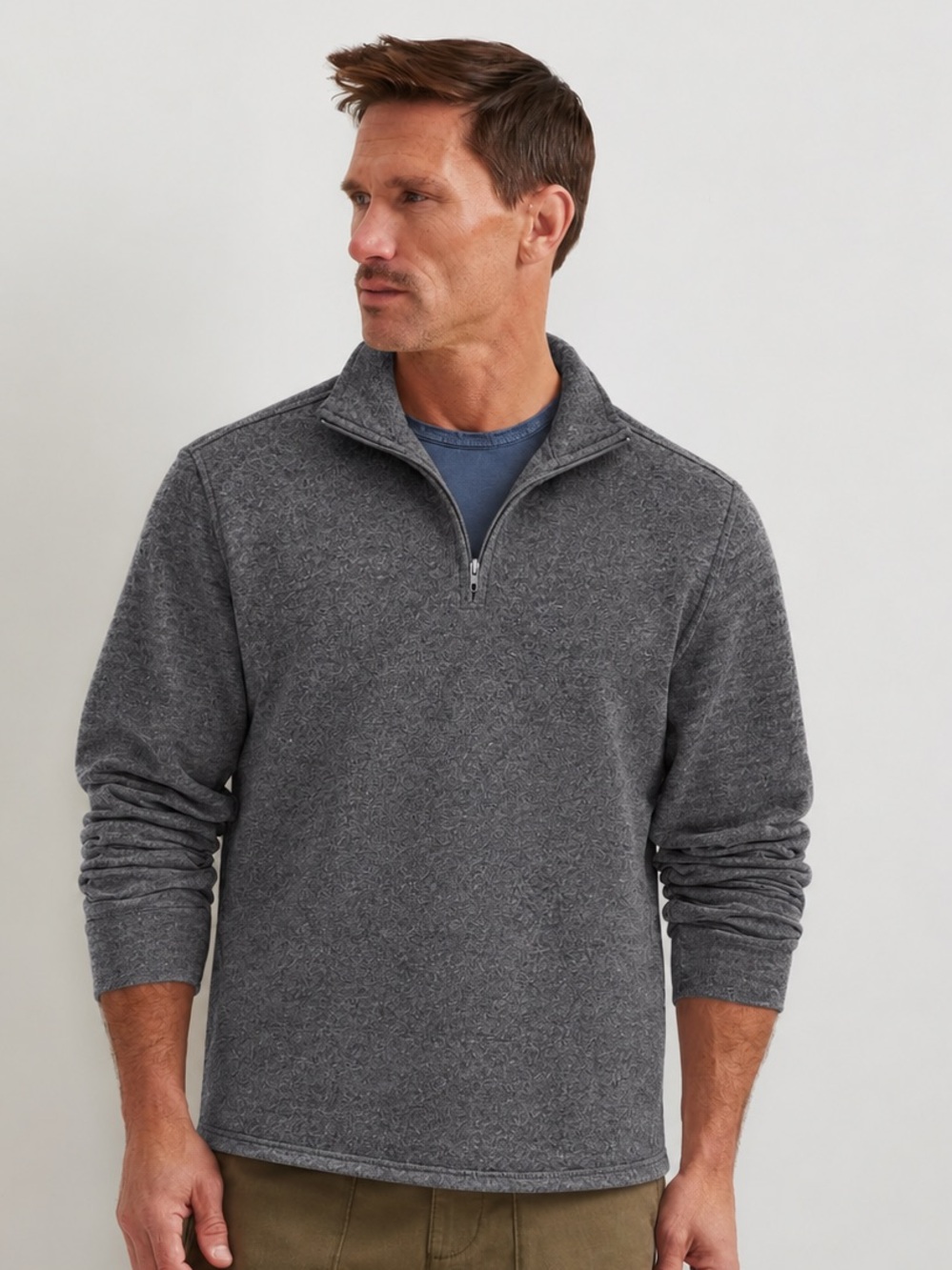 Vintage GAP Charcoal Ultra Soft Fleece Stretch Quarter Zip Pullover Sweater, XS